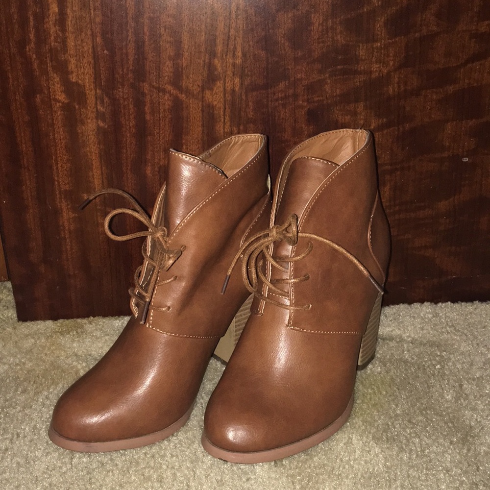 Tan leather booties